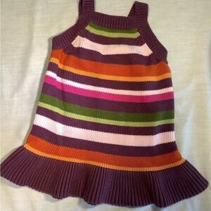 GYMBOREE “Fall Leaves & Flowers” striped knit dress. Size 12-18 months